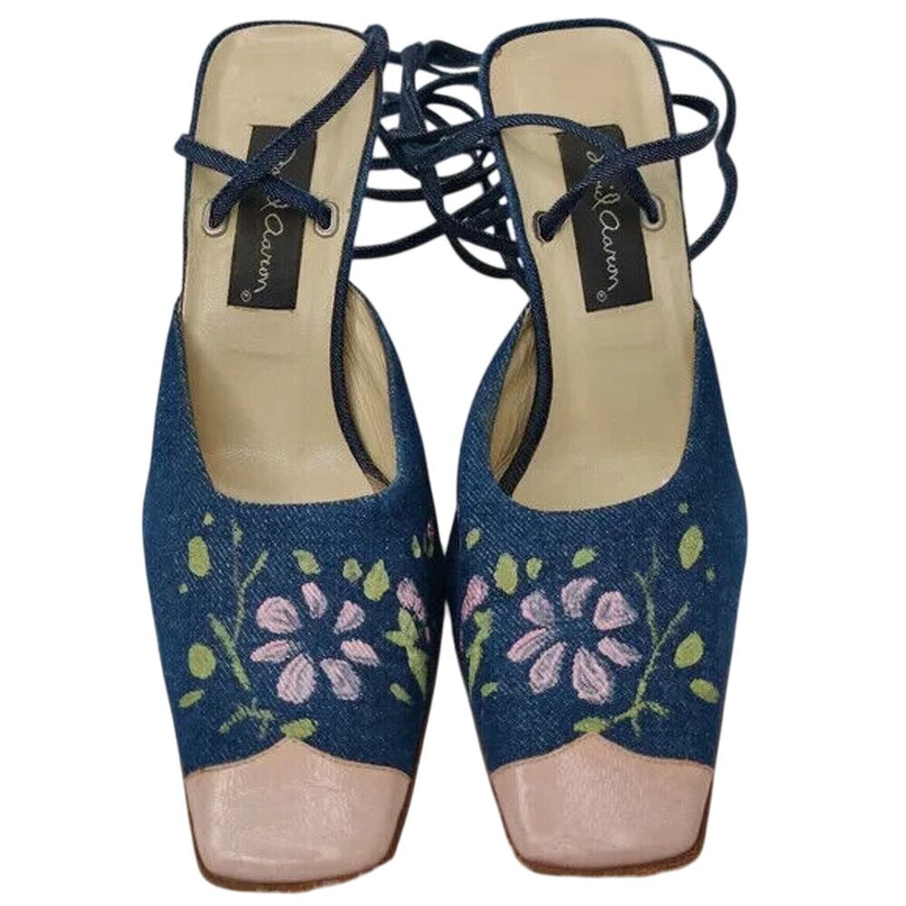 Vintage Denim Pink wrap up pumps sz 7 N